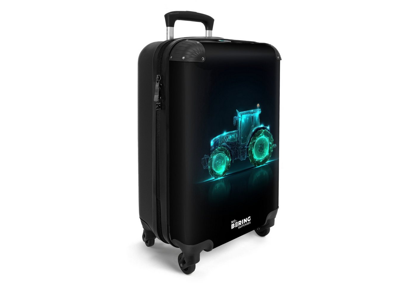 NoBoringSuitcases.com© Kinderkoffer Neontraktor auf schwarzem Hintergrund 55x35x20cm, Handgepäck Koffer, Hartschalenkoffer Kinder, Reisekoffer Jungen Bild 3