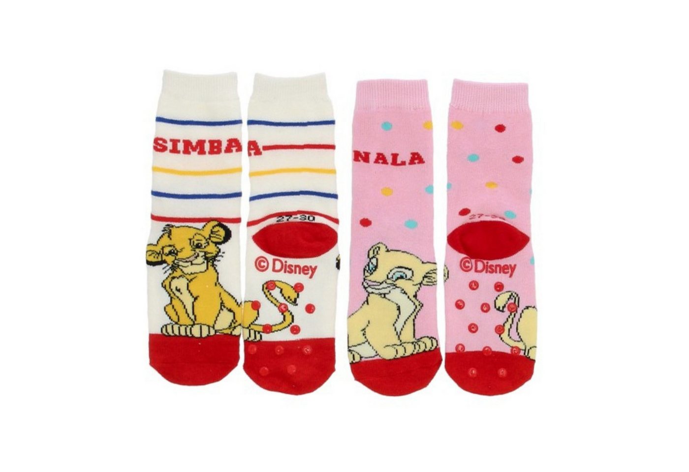 Disney The Lion King Sportsocken 2er Pack Socken Anti Rutsch rosa aus Baumwolle für Kinder