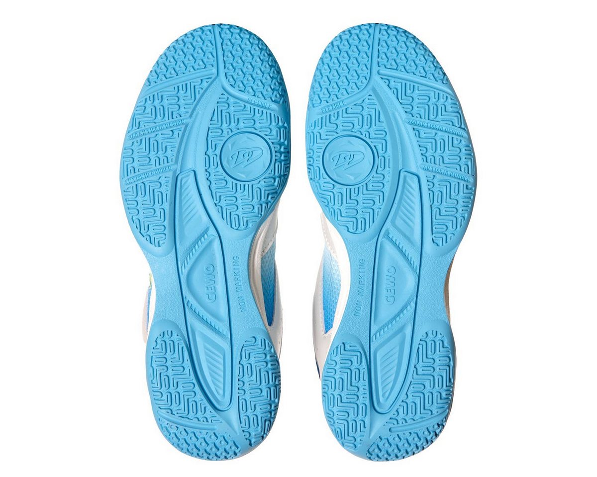 Gewo Tischtennis Schuhe Junior Flex, Indoor Hallenschuh, weiß-blau Trainingsschuh Tischtennisschue Kinder