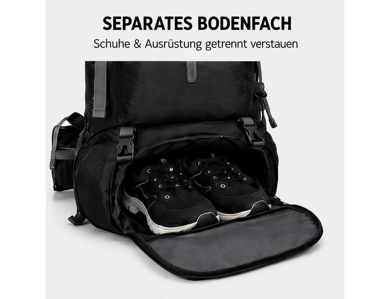 Fyrove Tourenrucksack Wanderrucksack 70L mit Regenhülle, Schuhfach & Hüftgur, 70 L, Schuhfach, atmungsaktiver Rücken, Regenhülle, Hüftgurt Bild 2