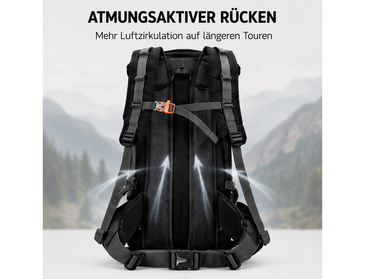 Fyrove Tourenrucksack Wanderrucksack 70L mit Regenhülle, Schuhfach & Hüftgur, 70 L, Schuhfach, atmungsaktiver Rücken, Regenhülle, Hüftgurt Bild 3