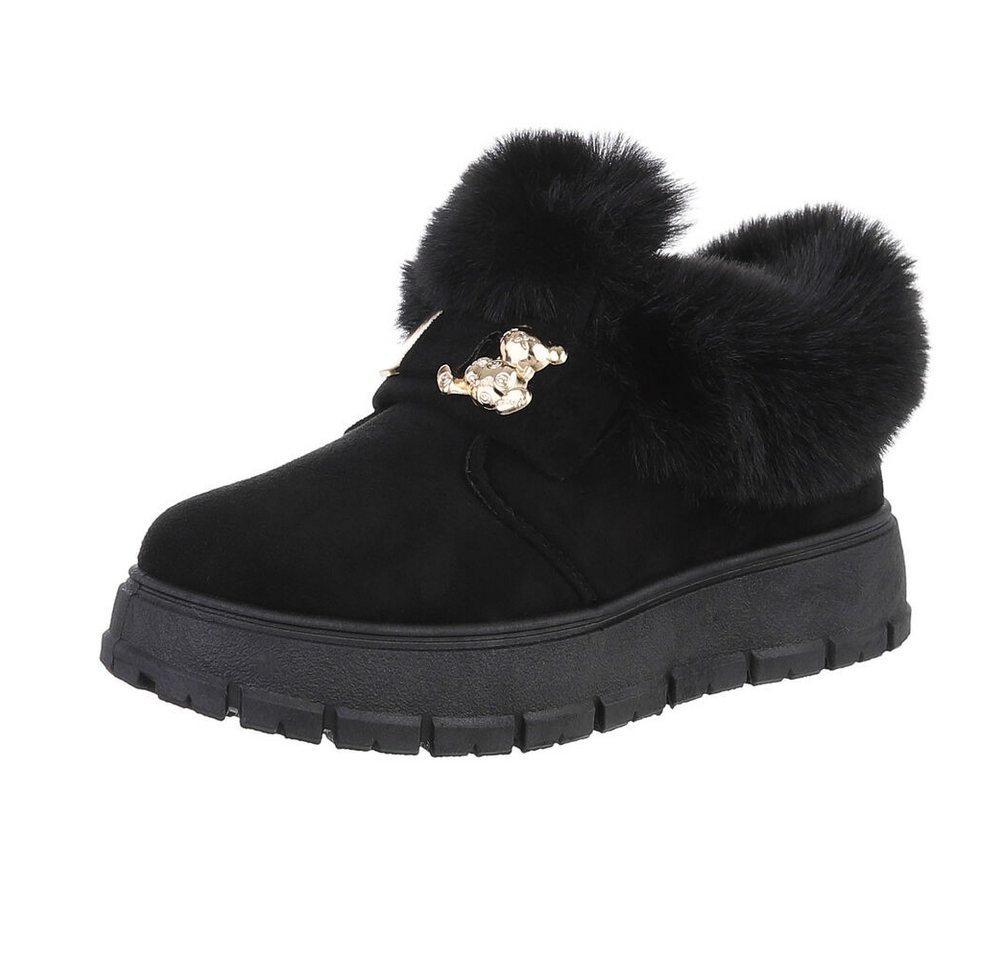 Ital-Design Damen Snowboots Freizeit Snowboots (87475147) Flach Stiefeletten in Schwarz