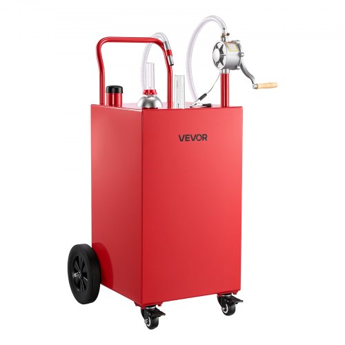 VEVOR 151,4L Kraftstofftrolley Mobile Tankanlage mit Manueller Pumpe Rot, Tragbarer Kraftstoffbehälter Auto Boot ATV Motorrad, Mit 4 Rollen & Ölstandsanzeige, Für Benzin & Diesel, Kohlenstoffstahl