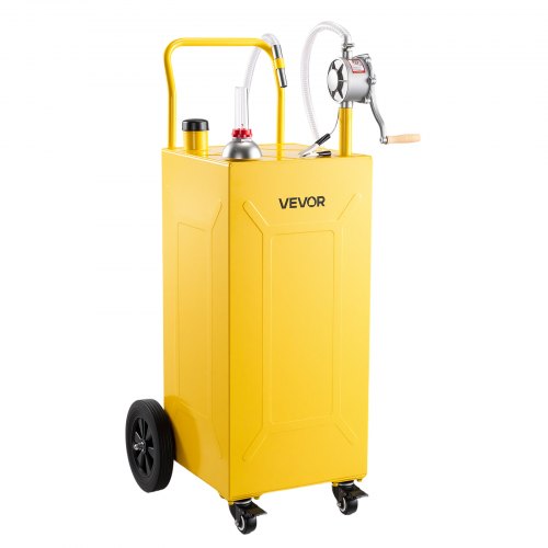 VEVOR 132,5L Kraftstofftrolley Mobile Tankanlage mit Manueller Pumpe Gelb, Tragbarer Kraftstoffbehälter für KFZ Rasenmäher Boot, Mit 4 Rollen & Ölstandsanzeige, Für Benzin & Diesel, Kohlenstoffstahl