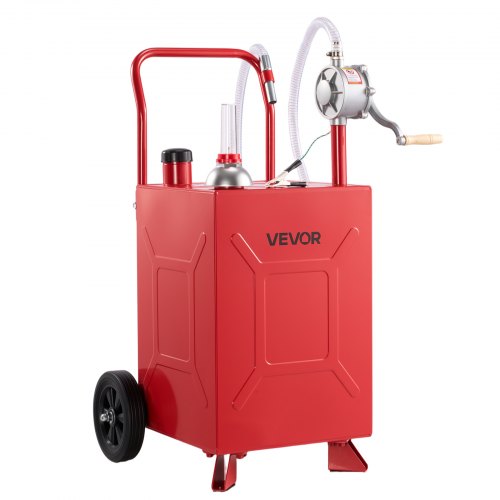 VEVOR 75,7L Kraftstofftrolley Mobile Tankanlage mit Manueller Pumpe Rot, Tragbarer Kraftstoffbehälter für Auto Rasenmäher Boot, Mit 2 Rollen & Ölstandsanzeige, Für Benzin & Diesel, Kohlenstoffstahl
