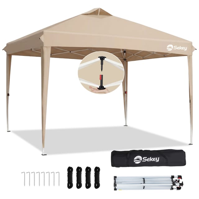 Sekey Faltpavillon 3x3 M Schwarz, One-touch System, Höhenverstellbar 240-260cm, Wasserdicht Upf50+ Partyzelt
