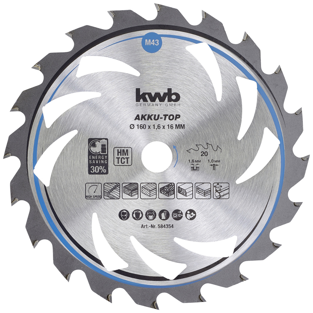 Kwb - Einhell 49584354 Kreissägeblatt Tct Holz Kunststoff 160x16mm 20z 1,6mm