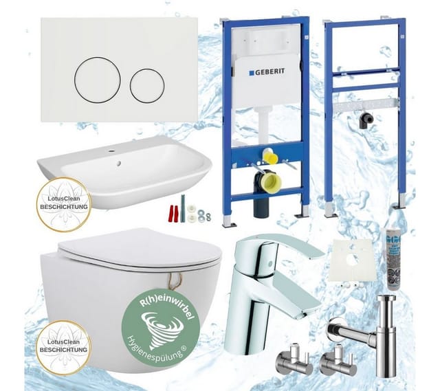 Geberit Spülkasten Riva Wc Spülrandlos Waschbecken Vorwandelement Bad Komplettset