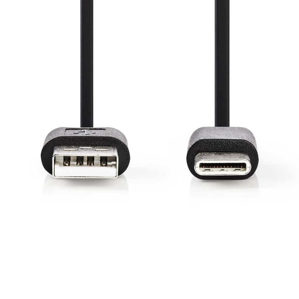 Nedis Usb-kabel / Usb 2.0 / Usb-a Stecker / Usb-c Stecker / 480 Mbps / Vernickelt / 0.10 M / Rund / Pvc / Schwarz / Plastikbeutel