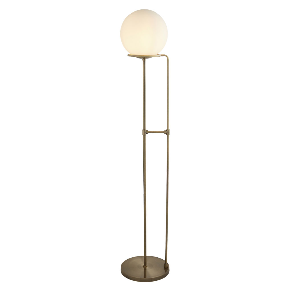 Design Leuchte Steh Lampe Lese Strahler Beleuchtung Messing Antik Glas Kugel