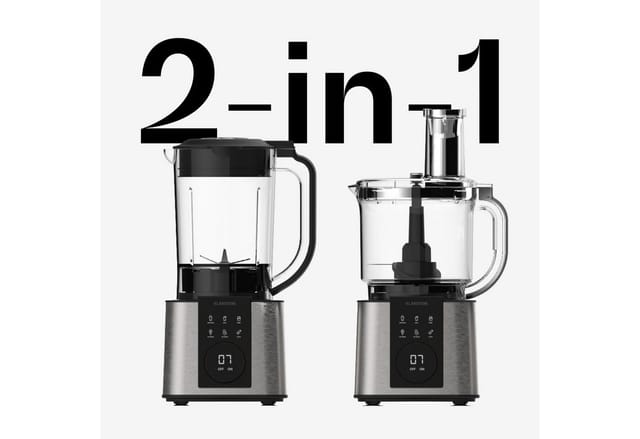 Klarstein Verosteel Küchenmaschine Mit Mixer – 1200 W Multifunktions-küchenmaschine, 2-liter-schüssel, 1,75-liter-mixer, 10 Geschwindigkeiten, 6 Programme, Entsafter & Fleischwolf