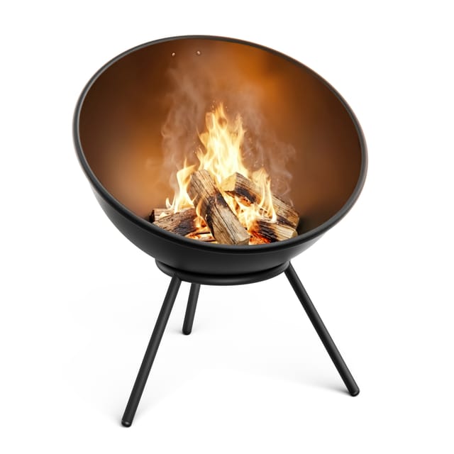 Blumfeldt Fireball Schwarz 40 Cm Feuerschale – Stahl-feuerschale Mit 2-in-1-kippdesign, 1,2 Mm Dicker Stahl, Ascherost, Schürhaken & Regenschutz