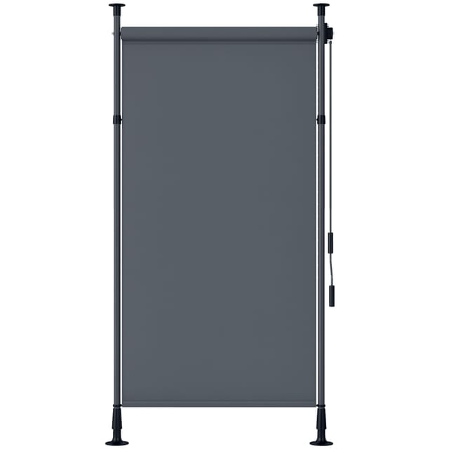 Freistehende Markise, Verstellbare Länge, Montage Ohne Bohren, Aluminiumrahmen, 1,5 X 2,2-3,1 M, Dunkelgrau