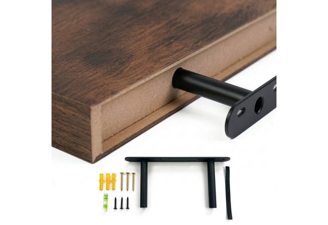Relaxdays Wandregal, 3er Set, Hbt: 4 X 40 X 23 Cm, Holzoptik, Metall, Wandbretter Wohnzimmer, Flur, Küche, Braun/schwarz