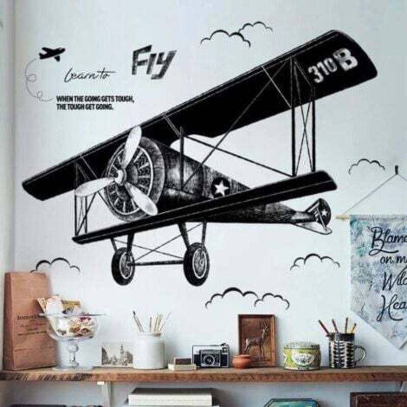 Schwarze (130 X 93 Cm) Retro-wandtattoos Für Jungen, Wolkenposter, Deko-aufkleber Wandtattoo Für Wohnzimmer, Schlafzimmer, Küche, Kinderzimmer, Jugendzimmer