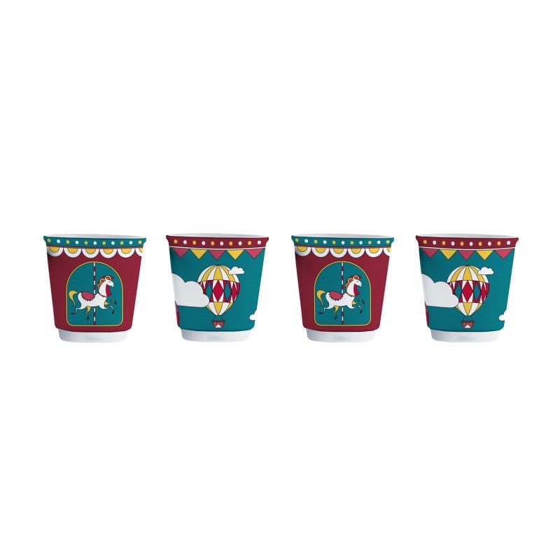 Bialetti Winter Wonderland - Set 4 Türkisfarbene Kaffeetassen Aus Porzellan 90 Ml