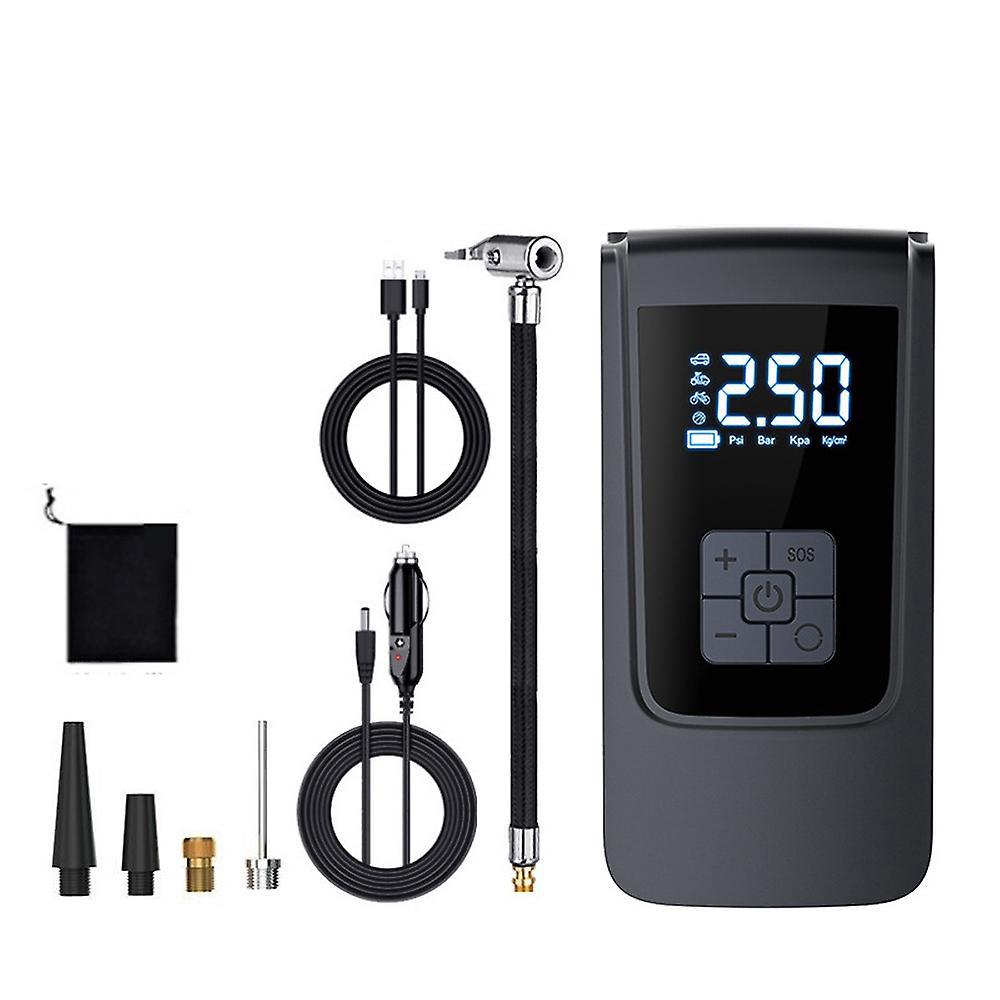 Portable Car Air Pump 150psi Corded Air Compressor Handheld Electric Tire Inflator With Led Light Su-6000mah-grey
