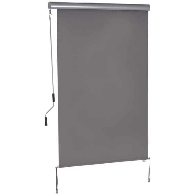 Senkrechtmarkise Balkonmarkise Vertikalmarkise Windschutz Seitenrollo Sichtschutz Mit Handkurbel Polyesterstoff+aluminium Grau 200 X 120 Cm