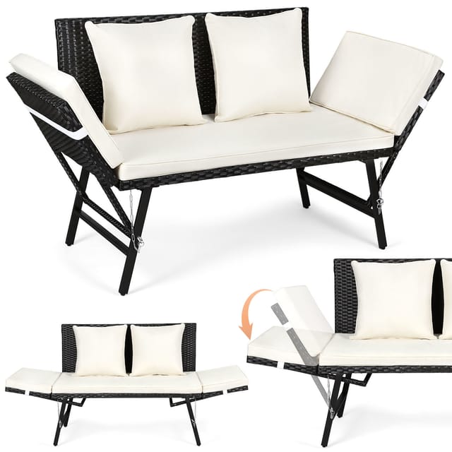 Wolketon Gartenbank Farbwahl 3-sitzer Polyrattan Rattanmöbel Garnitur Möbel Rattanlounge Beige