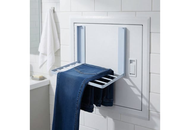 Relaxdays Magnetischer Wäschetrockner, Klappbar, Ohne Bohren, Hbt: 25x40,5x25 Cm, Magnet-wäscheständer, Metall, Weiß