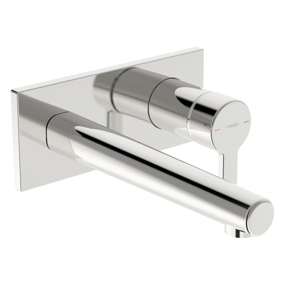 Hansa Designo Style Einhebel-waschtischarmatur, Wandmontage, Rosette Eckig, 191mm Ausladung, Chrom, 51092133