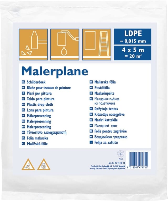 Malerplane Ldpe 15 My 4 X 5 M Abdeckplane Schutzfolie Schutzplane Gewebeplane