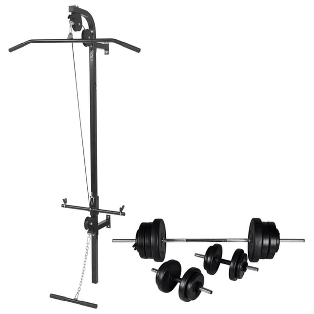 Fitnessstation Wandmontage Mit Langhantel Kurzhantel Set 60,5kg - Vidaxl