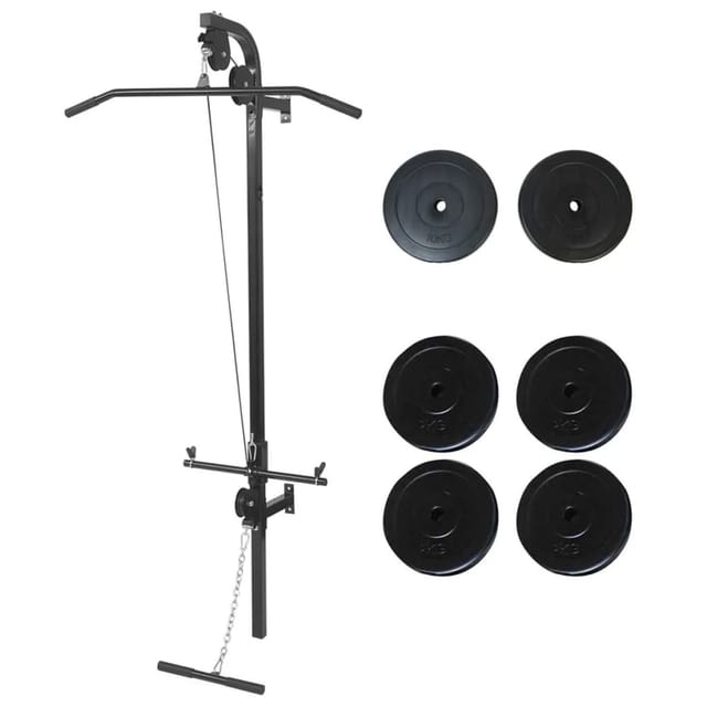 Fitnessstation Wandmontage Mit Gewichtsscheiben 40 Kg Vidaxl