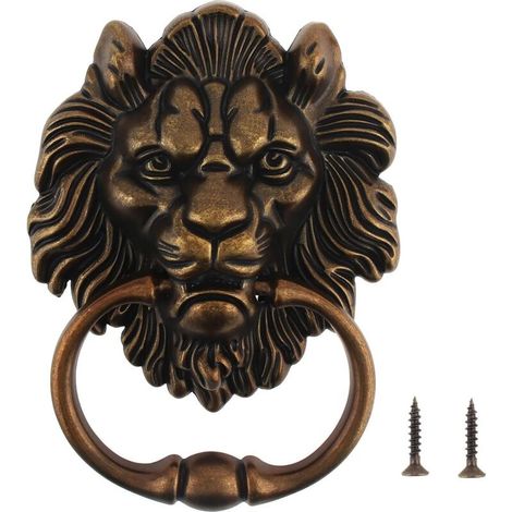 Türklopfer Aus Zinklegierung In Löwenform, Türgriff 156 X 117 Mm, Antiker Türklopfer Mit Löwenkopf Und 2 Schrauben (antikbronze)