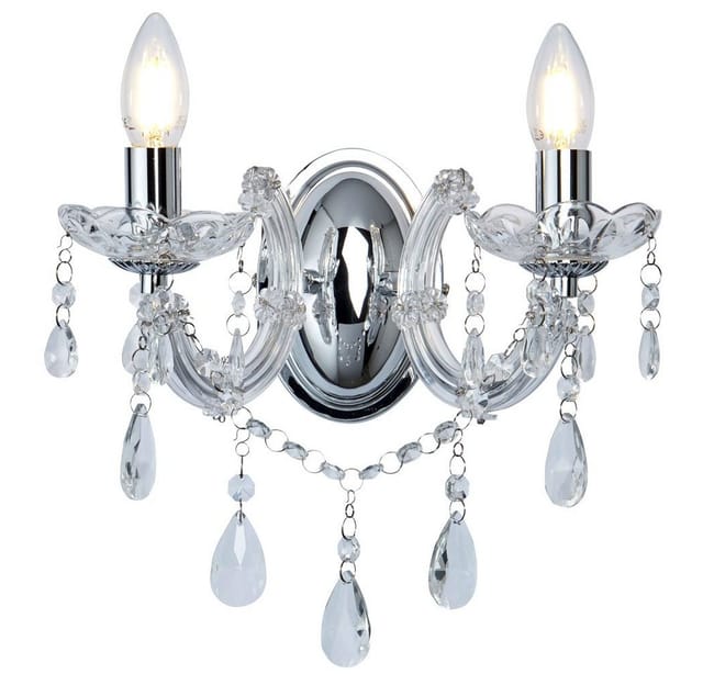 Searchlight - Glas Kristall Wand Kron Leuchter Chrom Lampe Wohn Zimmer Beleuchtung Flur Lampe