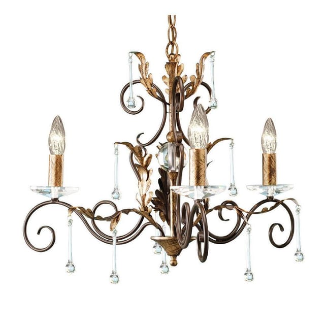 Elstead Amarilli - Kronleuchter 3 Hellbronze, Gold Blumenblätter Design, E14