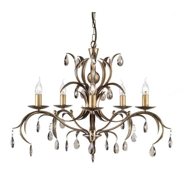 Elstead Lily - 5 Light Chandelier Metallic Bronze Blumenblätter Design