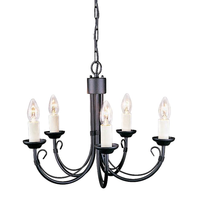 Chartwell - 5 Light Chandelier Black Finish, E14 - Elstead