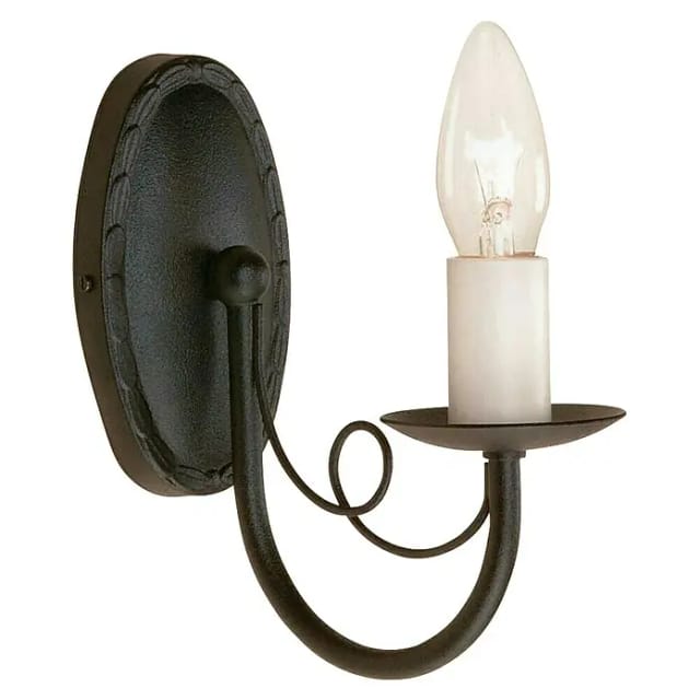 Minster - 1 Licht Innenkerze Wandleuchte Schwarz, E14 - Elstead