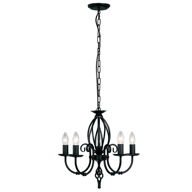 Artisan - 5 Light Chandelier Black Finish, E14 - Elstead