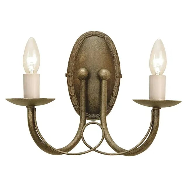 Minster - 2 Light Indoor Candle Wandleuchte Schwarz, Gold, E14 - Elstead