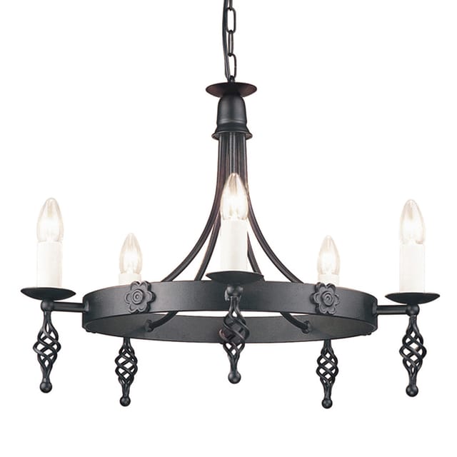 Elstead Belfry - 5 Light Chandelier Black Finish, E14