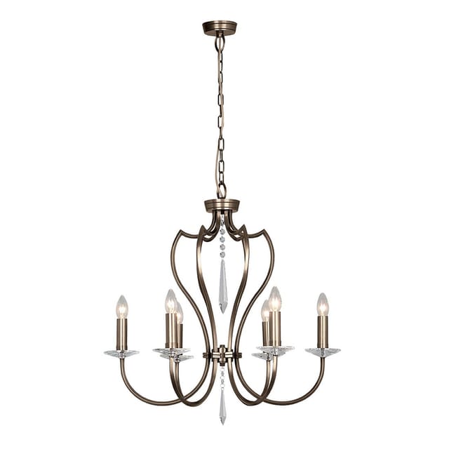 Elstead - Kronleuchter Hängelampe Deckenleuchte Messing Kristalle D 65 Cm Bronze 6 Flammig