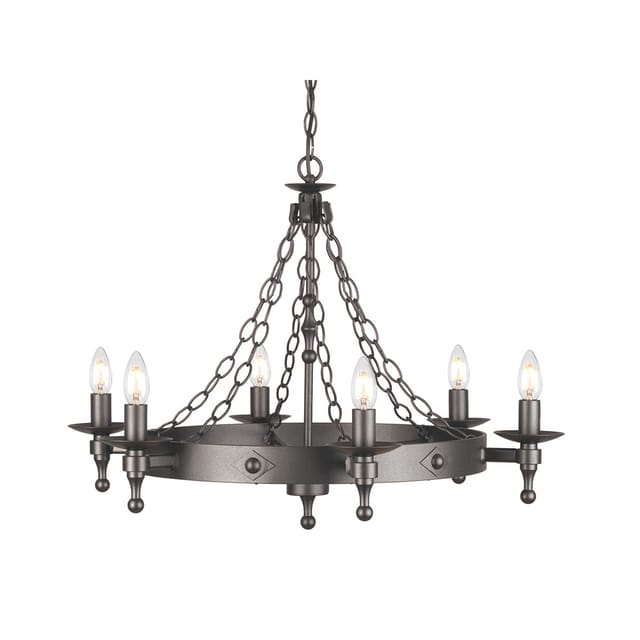Elstead Warwick - 6 Light Chandelier Graphite Black Finish, E14