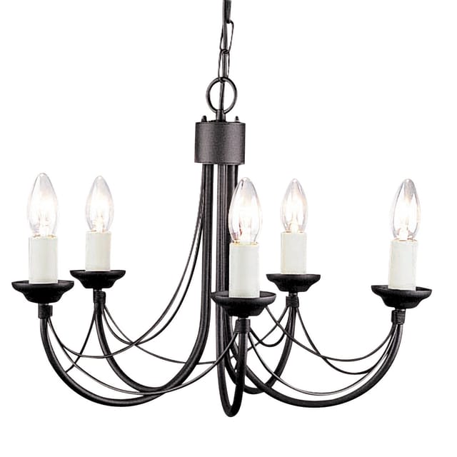 Carisbrooke - 5 Light Chandelier Black Finish, E14 - Elstead