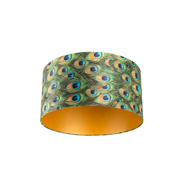 Velour Lampenschirm Pfau Design 50/50/25 Mit Goldenem Interieur
