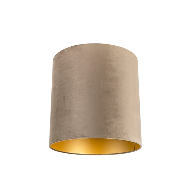 Velour Lampenschirm Taupe 40/40/40 Mit Goldener Innenseite