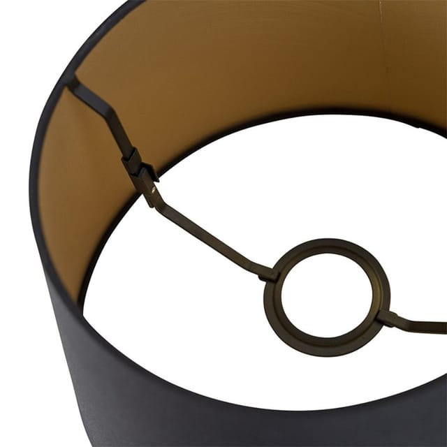 Baumwolllampenschirm Schwarz 25/20/16 Mit Goldenem Interieur