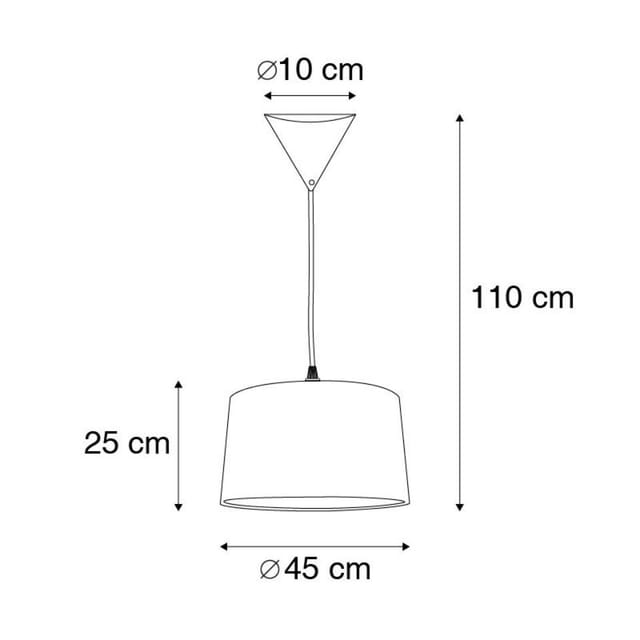 Moderne Hängelampe Schwarz Mit Weißem Schirm 45 Cm - Pendel