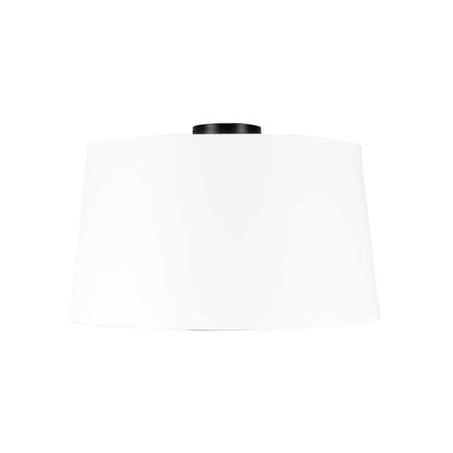Deckenleuchte Mattschwarz Mit Weißem Lampenschirm 45 Cm - Combi
