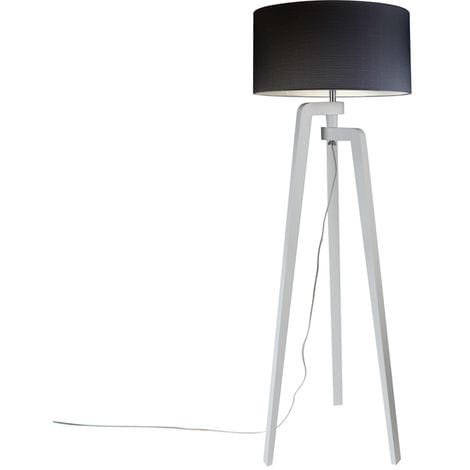 Stehleuchte Stativ Weiß Mit Lampenschirm 50 Cm Schwarz - Puros