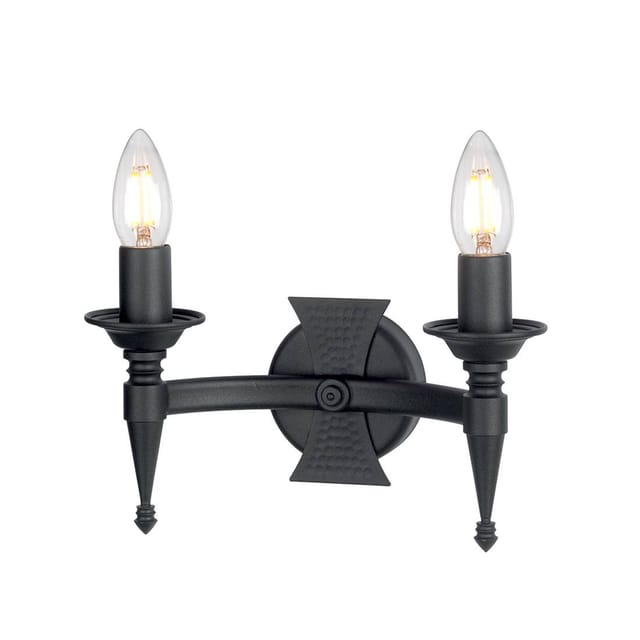 Elstead Saxon - 2 Light Indoor Candle Wandleuchte Schwarz, E14