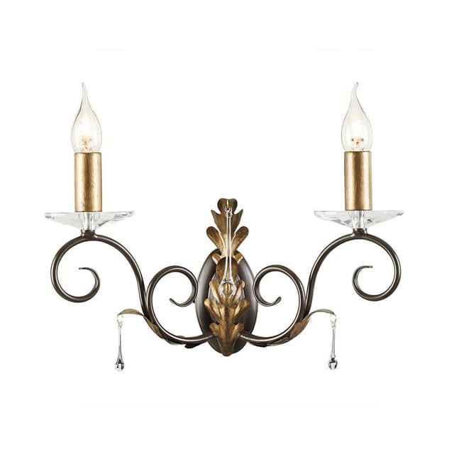Amarilli - 2 Light Indoor Candle Wandleuchte Gold, Floral Leaves Design, E14 - Elstead