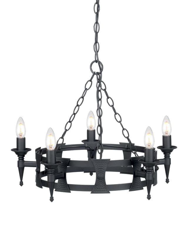Elstead Saxon - 5 Light Chandelier Black Finish, E14