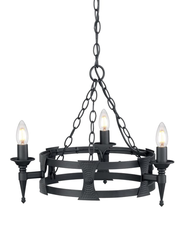 Elstead - Kronleuchter Hängeleuchte D 52 Cm Deckenlampe 3 Flammig Eisen Esszimmerleuchte